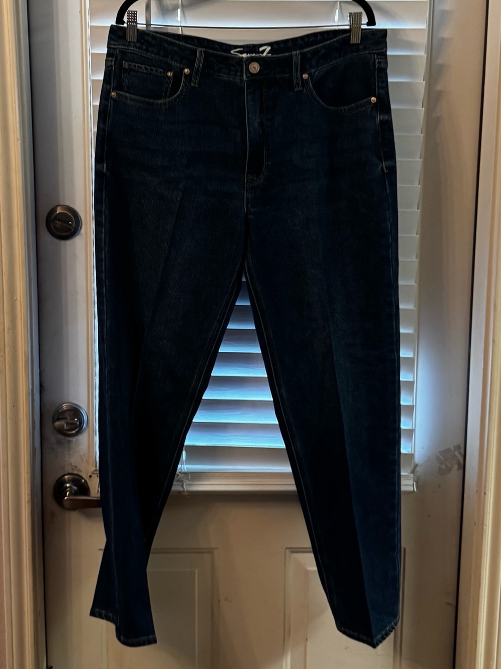 Seven7 Dark Blue Straight Leg Women's Jeans